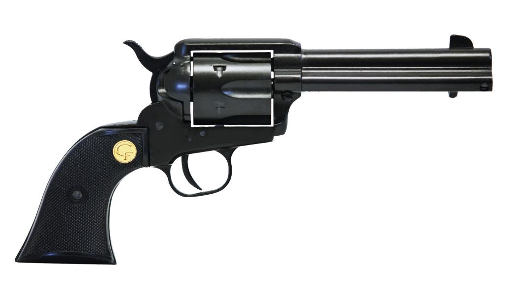 Chiappa Firearms 340250 SAA 1873 Medium Frame 22 LR 6 Shot, 4.75" Blued Steel Barrel, Cylinder & Frame, Black Plastic Grip, Exposed Hammer