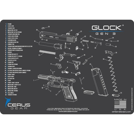 Cerus Gear 12x17 Glock Gen3 Schematic ProMat - Gray