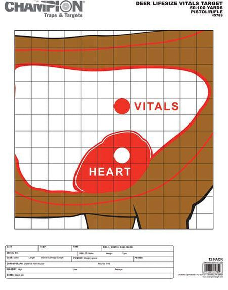 Champion Animal Paper Targets Deer Vitals 12/Pack
