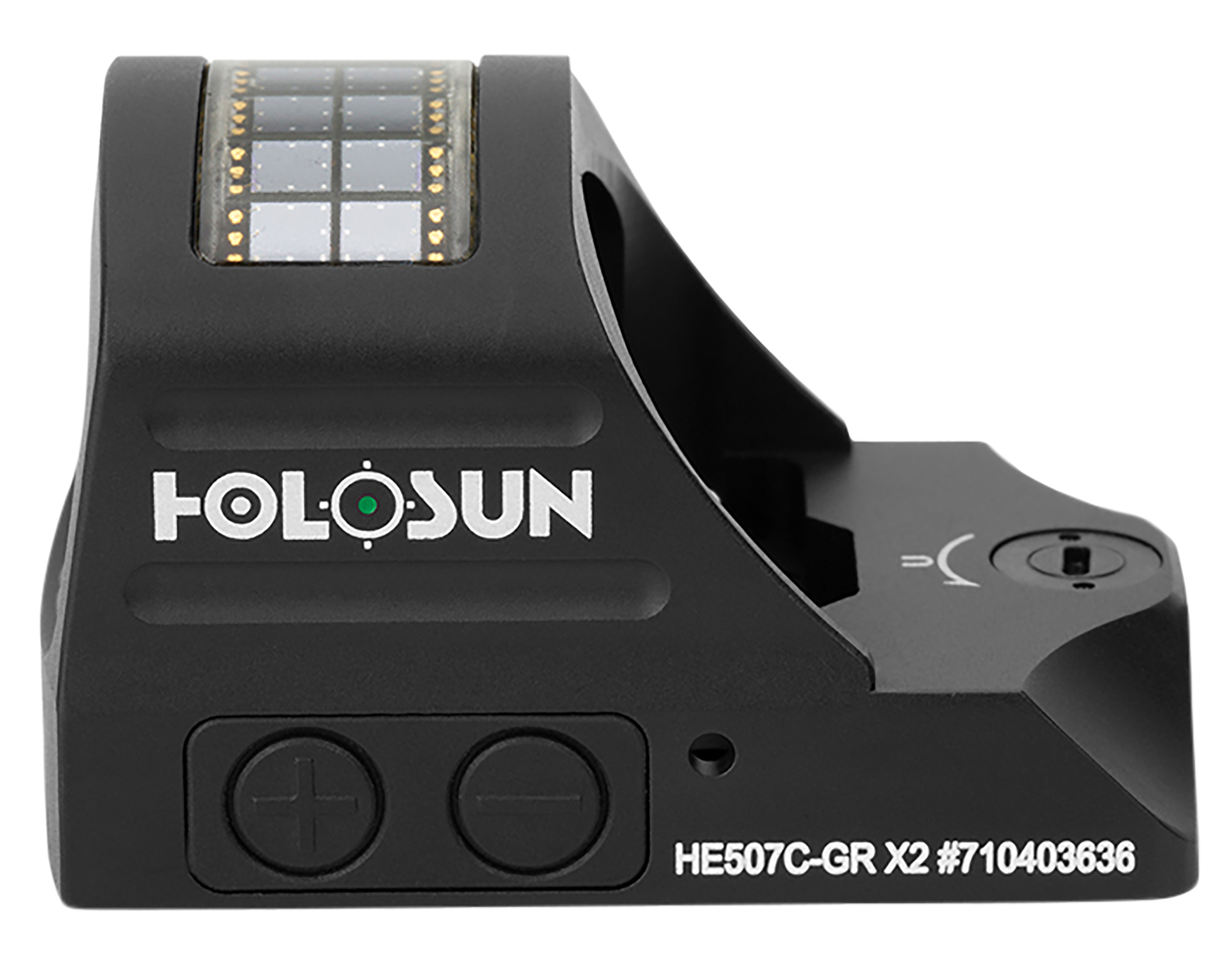 Holosun Technologies, 507C-GR-X2, Green Dot, 32 MOA Ring & 2 MOA Dot, Black Color, Side Battery, Solar Failsafe, Mount Not Included