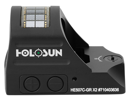 Holosun Technologies, 507C-GR-X2, Green Dot, 32 MOA Ring & 2 MOA Dot, Black Color, Side Battery, Solar Failsafe, Mount Not Included