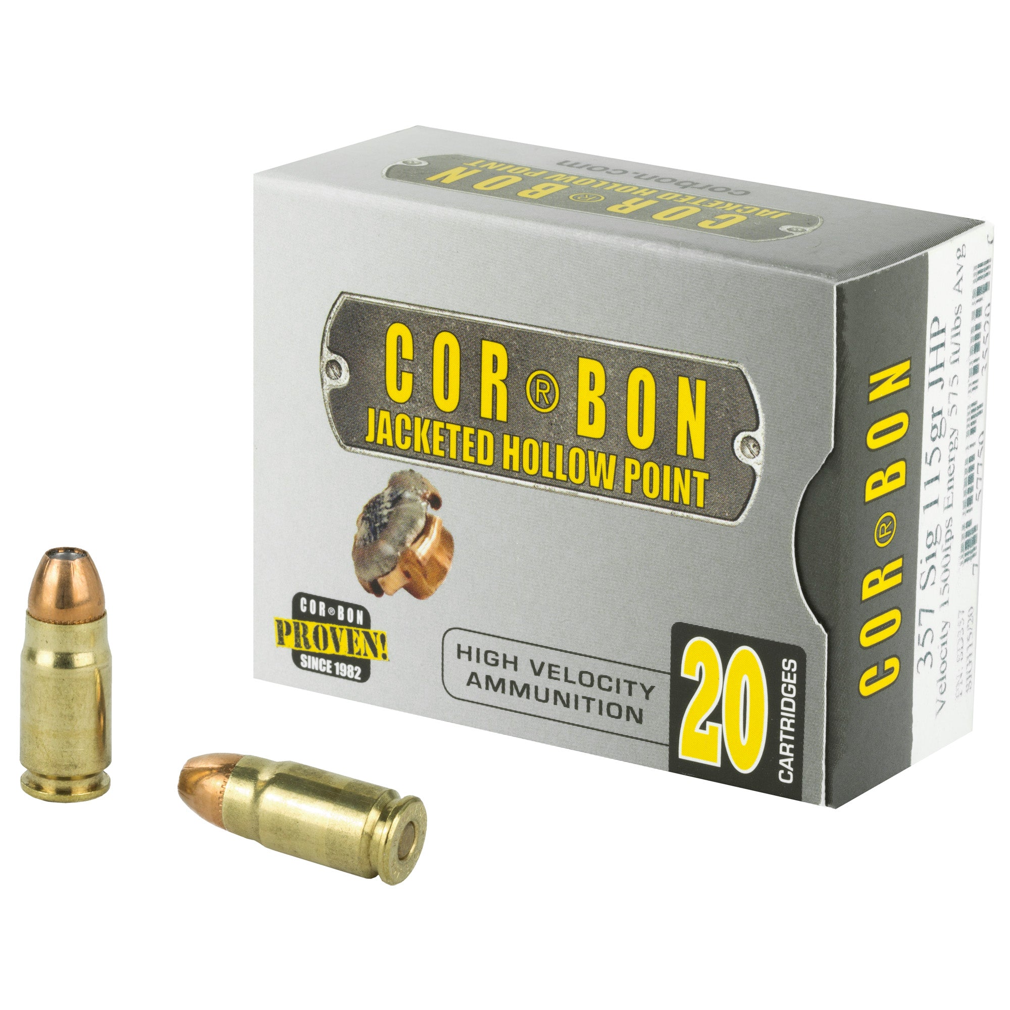 Cor-Bon 357SIG115 Self Defense Jacketed Hollow Point 115 Grain .357 Sig 1500 FPS