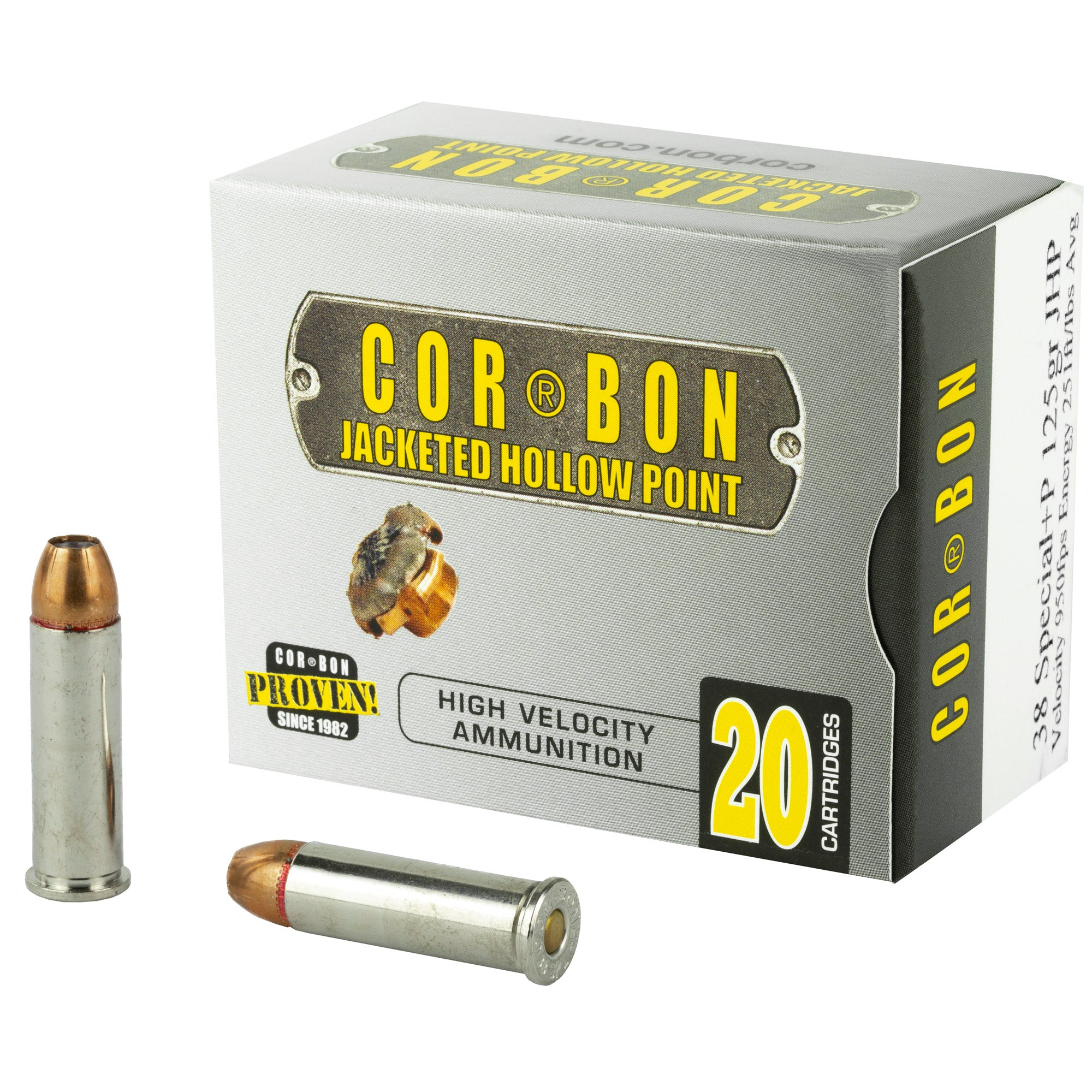 Cor-Bon 38125 Self Defense +P Jacketed Hollow Point 125 Grain .38 Special 950 FPS