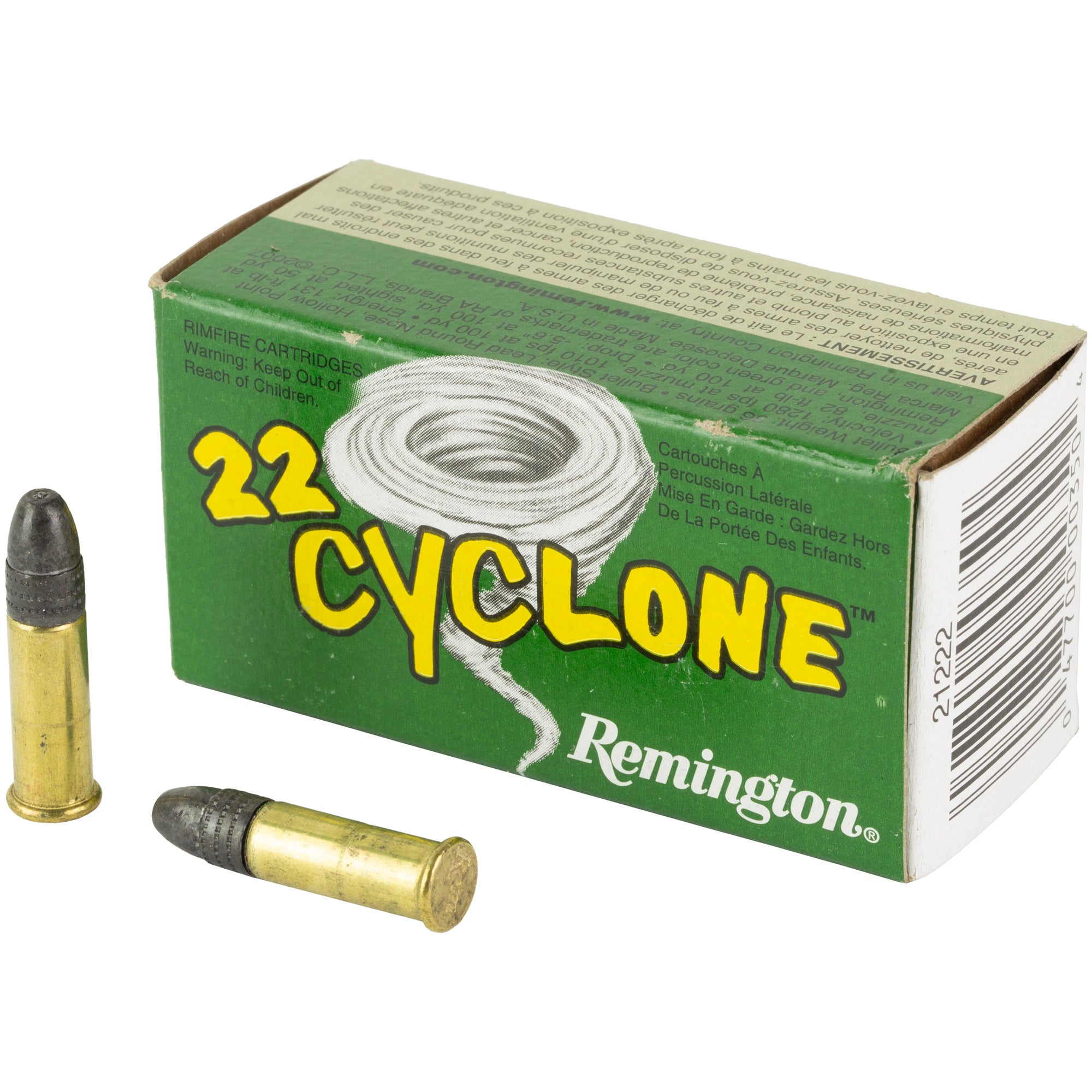Remington CYCLONE 22 LR 36 Grain Hollow Point 50 Round Box 21222