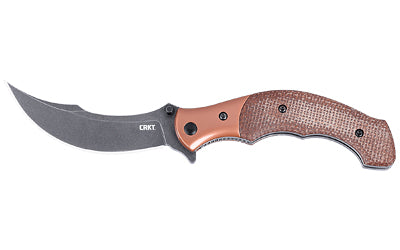 Columbia River Knife & Tool Ritual Compact, Folding Knife, Plain Edge, Stonewash Black, 3.33" Blade, 12C27 Steel, Assisted Opening with IKBS Bearings, Stainless Steel Bolster, Micarta Handle, Brown 7465