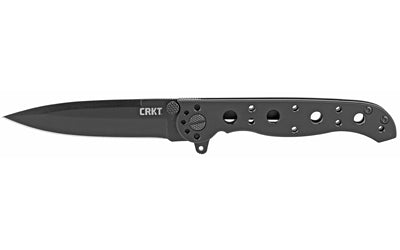 Columbia River Knife & Tool M16, Folding Knife, Black Oxide, Plain, Spear Point, Dual Thumb Stud/Flipper/Pocket Clip, 3", Black Zytel, Box M16-01KS