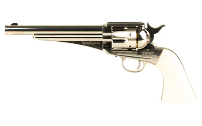 Crosman 1875, CO2 Pistol, .177 Pellet/BB, 450FPS, 6.5" Barrel, White Grips, High Polish Finish, Silver, 6 Round BB/Pellet Capacity RR1875