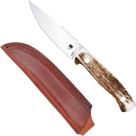 COBRATEC KOONSMAN 4" FIXED BLD STAG M390 W/LEATHER SHEATH
