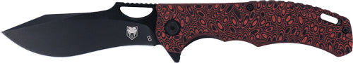 COBRATEC NIGHTHAWK FOLDER 3.62" BLACK D2 BLADE/RED G-10