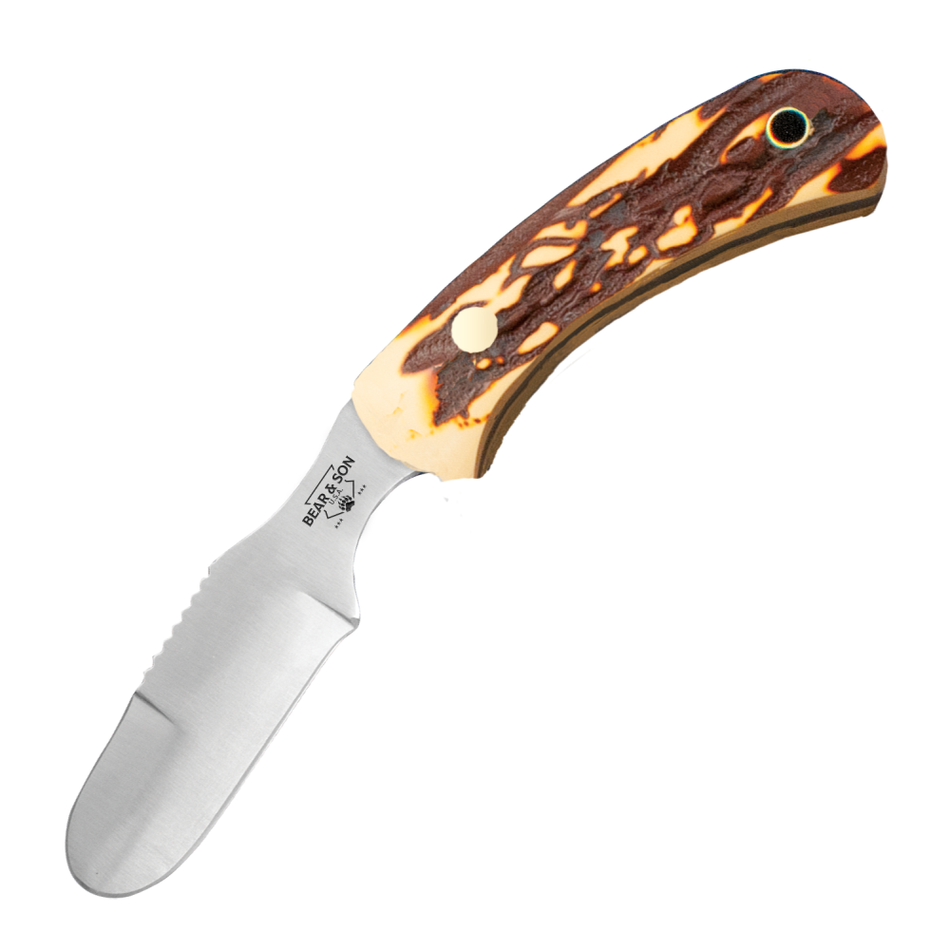 Bear & Son Stag Delrin Ergonomic Skinner Knife 6-1/2" Blade Stag