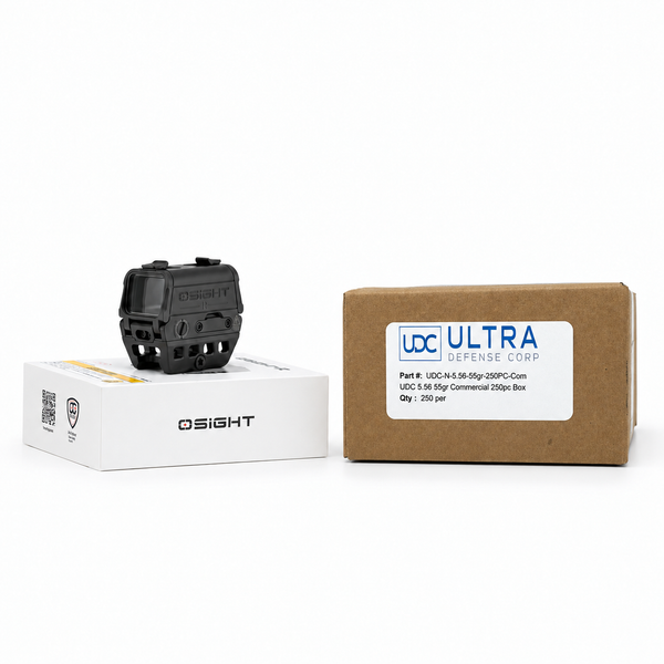 Osight R 2 MOA Dot/65 MOA Circle Multi-Reticle Rifle Optic + UDC 5.56 250ct Ammo Bundle