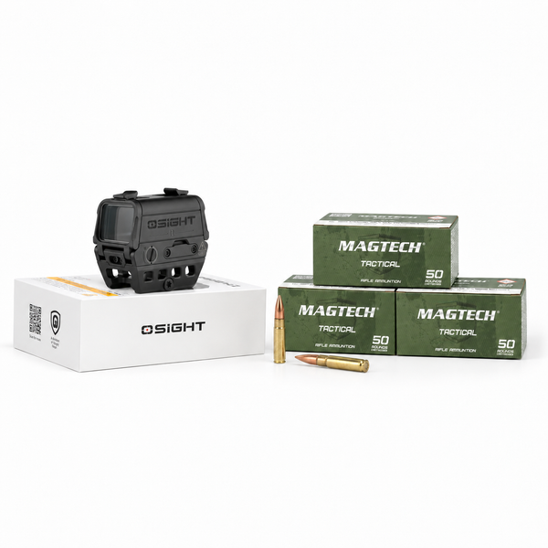 Osight R 2 MOA Dot/65 MOA Circle Multi-Reticle Rifle Optic + Magtech 300 Blackout 200gr FMJ Subsonic 150ct