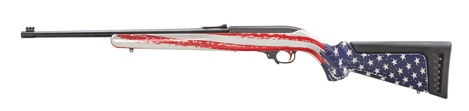 Ruger 10/22 22 LR 10rd 18.50" Satin Black American Flag Camo Synthetic Stock