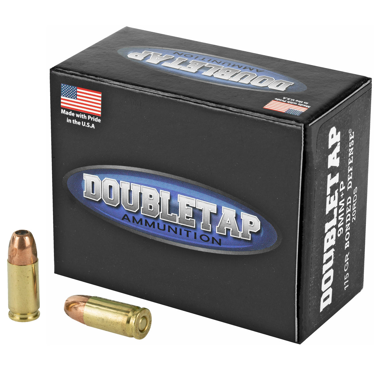 DoubleTap 9mm Luger +P 115gr Bonded Defense JHP Ammo