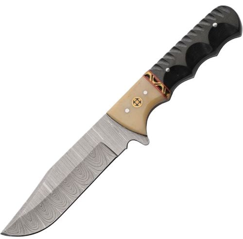 SZCO RITE EDGE 4.5" MICARTA BONE BOLSTER W/LEATHER SHEATH
