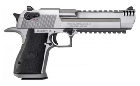 Magnum Research DE50SRMB Desert Eagle Mark XIX 50 AE 6" with Muzzle Brake 7+1 Overall Stainless Steel Black Rubber Grip