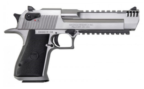 Magnum Research DE50SRMB Desert Eagle Mark XIX 50 AE 6" with Muzzle Brake 7+1 Overall Stainless Steel Black Rubber Grip