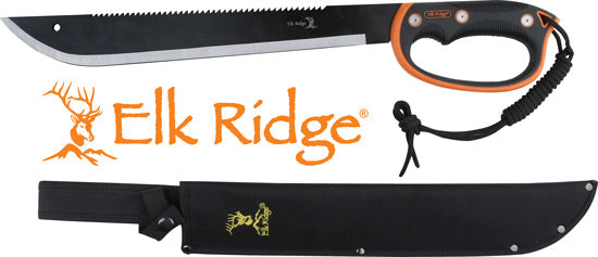 MC ELK RIDGE MACHETE 21.5" BLADE W/SHEATH D-HANDLE BLK/SS