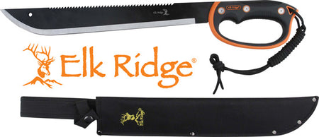 MC ELK RIDGE MACHETE 21.5" BLADE W/SHEATH D-HANDLE BLK/SS