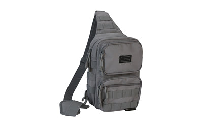 Evolution Outdoor Shoulder Sling Pack, Tactical Bag, Polyester, Padded Shoulder Strap, Adjustable, MOLLE Webbing, Gray 51317-EV