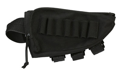 Evolution Outdoor Tactical Rifle Cheek Rest, Ammo Carrier, Polyester, Zippered Utility Pouch, Clear Pocket, Black 51322-EV