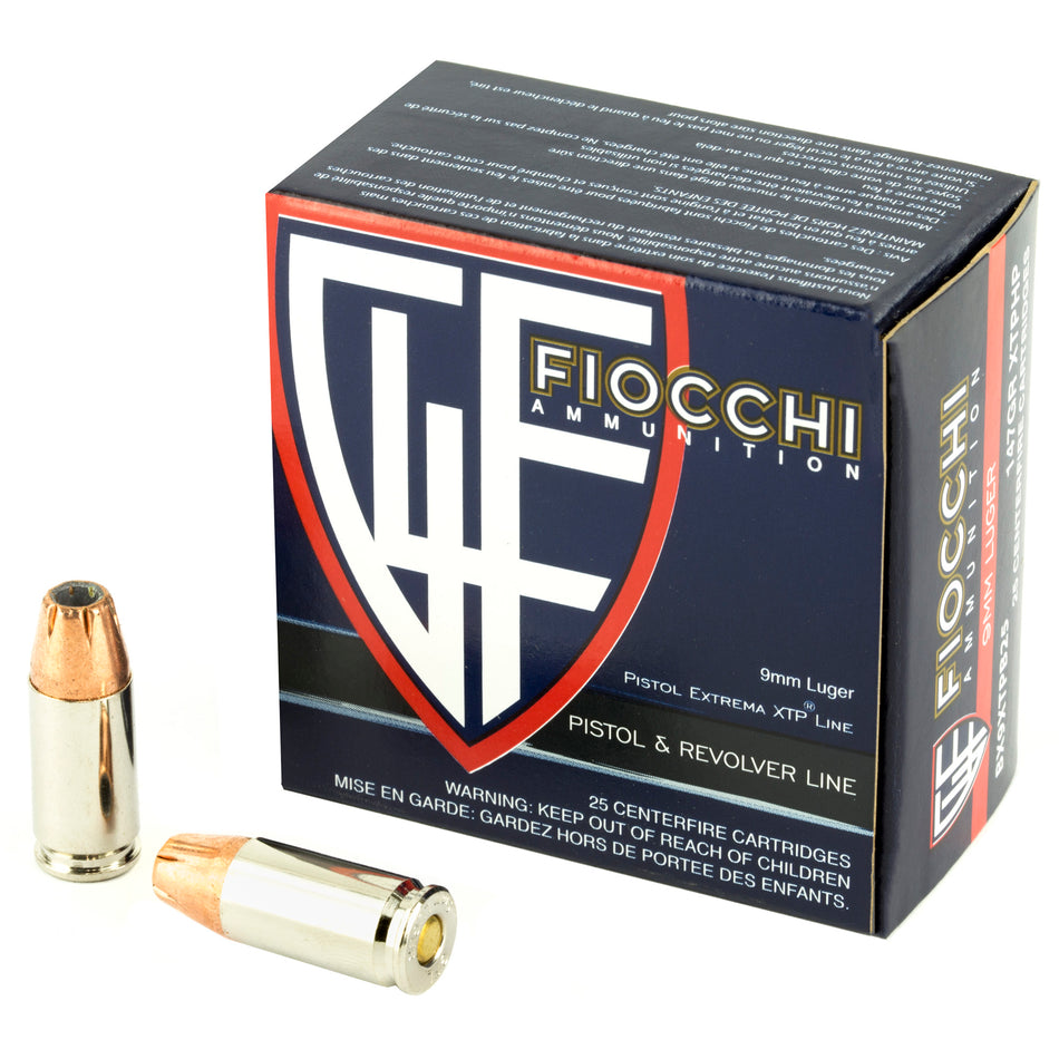 Fiocchi 9mm Luger Hyperformance 147gr XTP HP Ammo