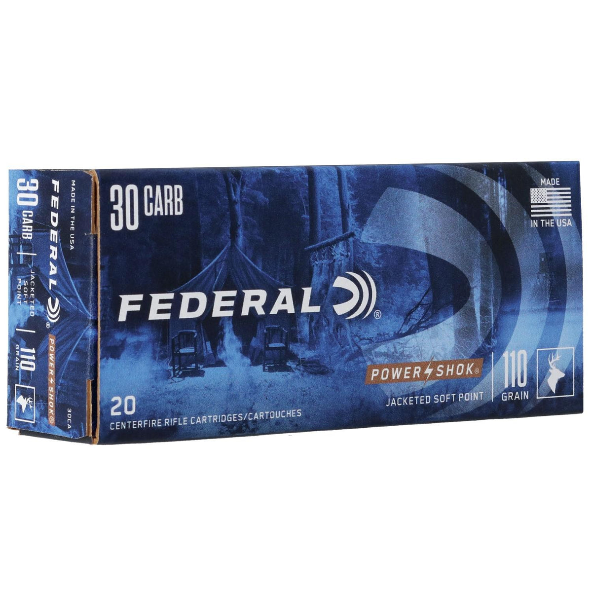 Federal .30 Carbine PowerShok 110gr JSP Ammo