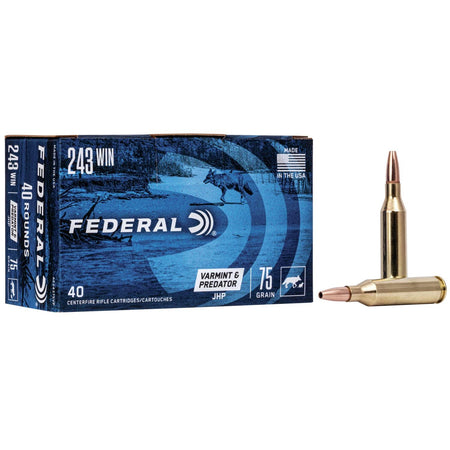 Federal .243 Winchester Varmint & Predator 75gr JHP Ammo