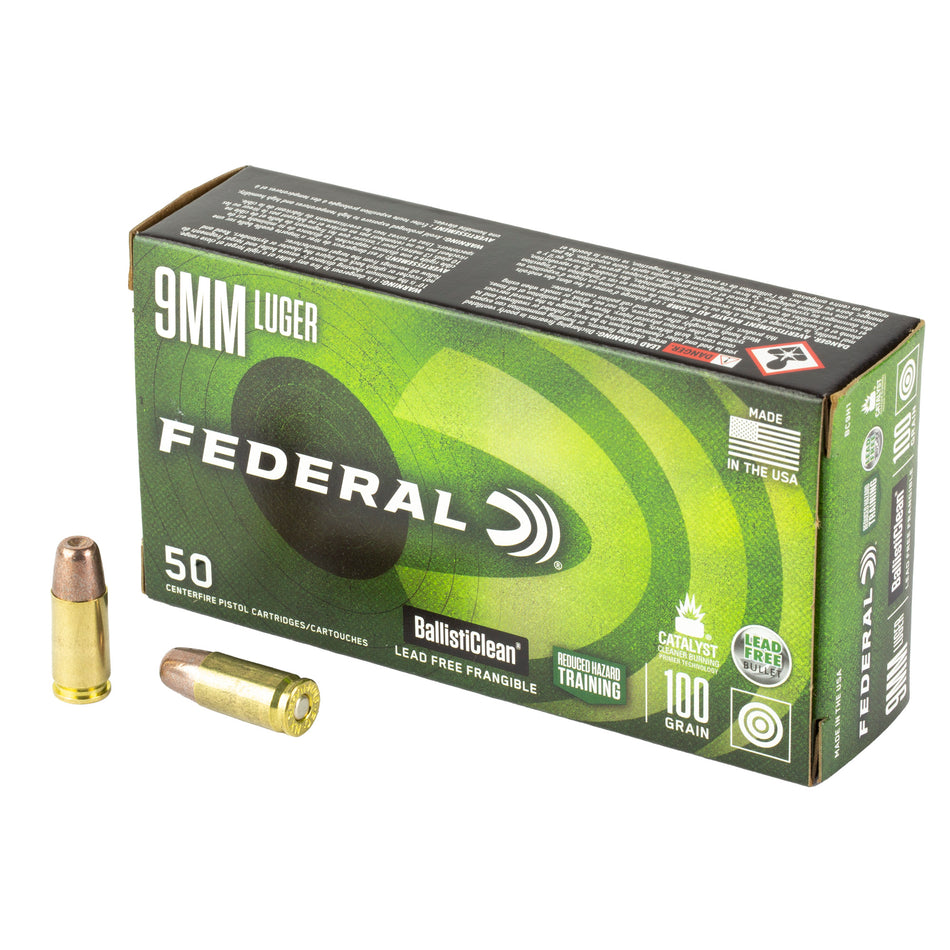 Federal 9mm Luger / Parabellum BallistiClean Reduced Hazard Training 100gr Solid Ammo