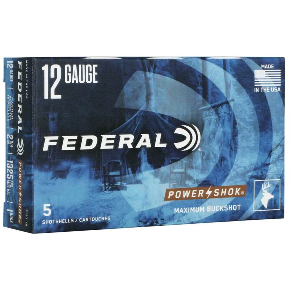 Federal Power-Shok Maximum Buckshot 16 Pellets 12 Gauge 2.75 in 1-3/5 oz #1 Buck