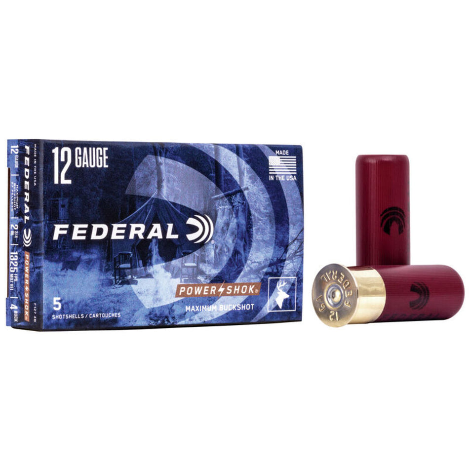 Federal Power-Shok 12 Gauge 2 3/4" 1 1/4 oz #4 Buckshot