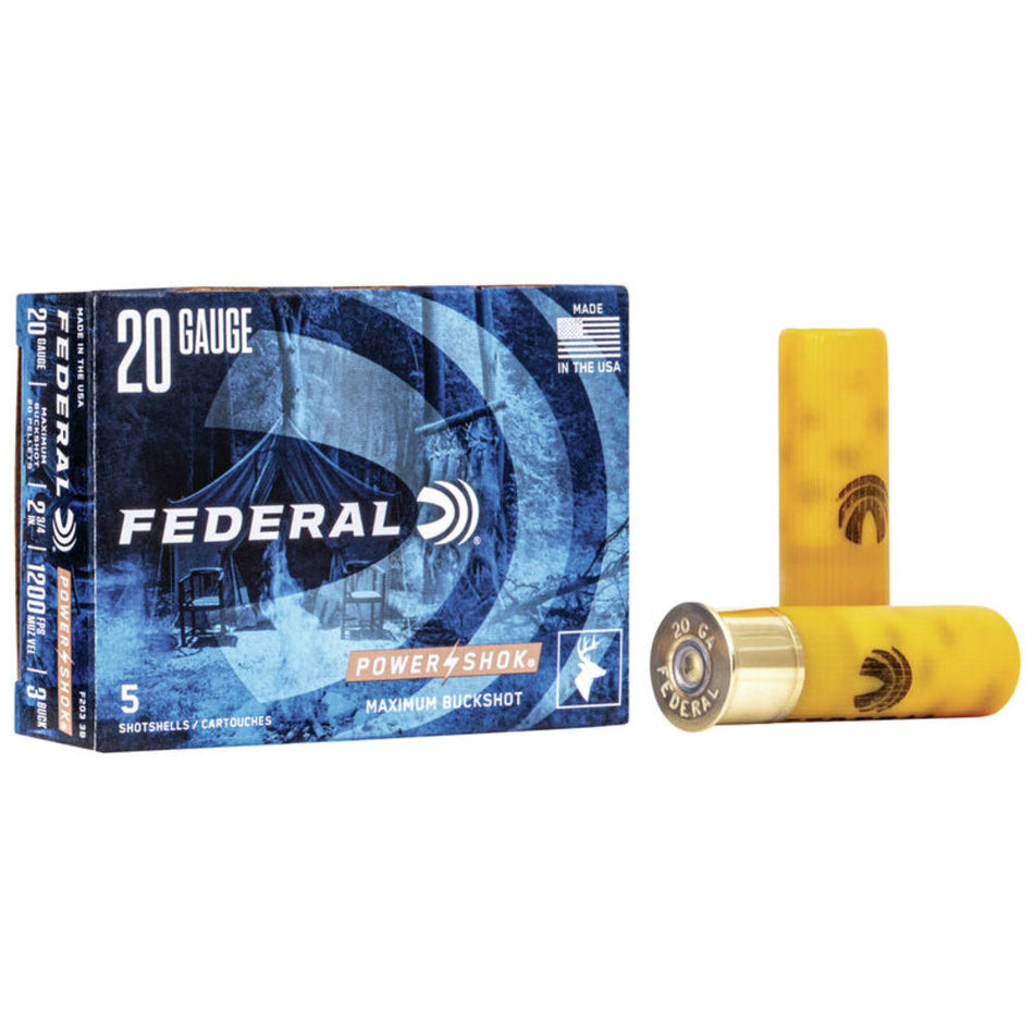 Federal Power-Shok Magnum 20 Gauge 2 3/4'' 1 oz #3 Buckshot
