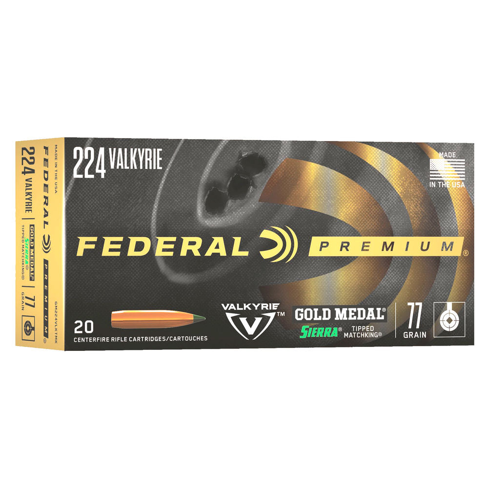 Federal .224 Valkyrie Gold Medal Sierra MatchKing 77gr PolyTip Ammo