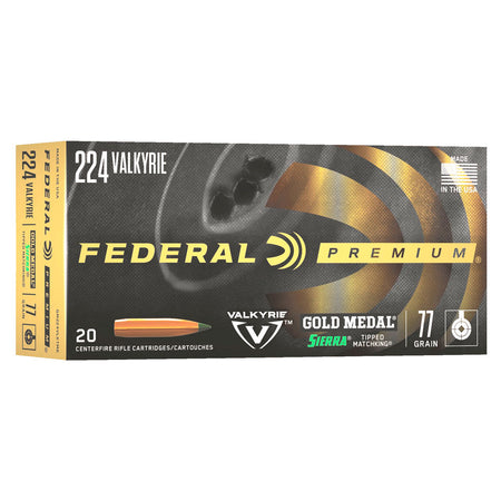 Federal .224 Valkyrie Gold Medal Sierra MatchKing 77gr PolyTip Ammo