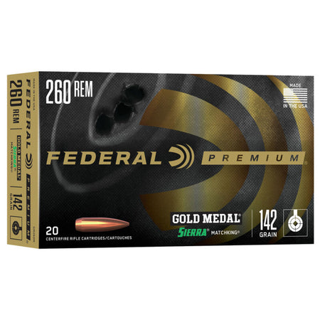 Federal .260 Remington Gold Medal Sierra MatchKing 142gr BTHP Ammo