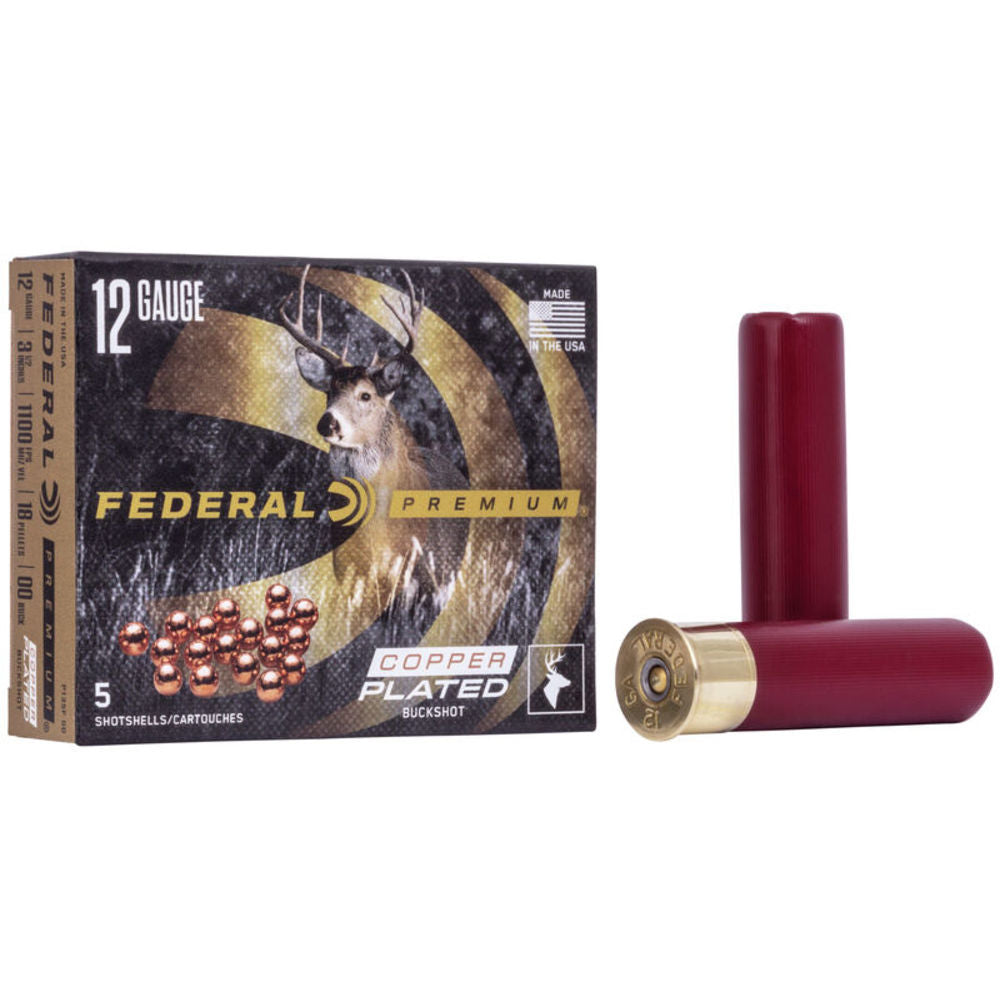 Federal Premium Copper Plated Vital Shok Magnum 18 Pellets 12 Gauge 3.5 in 2-1/4 oz 00 Buck