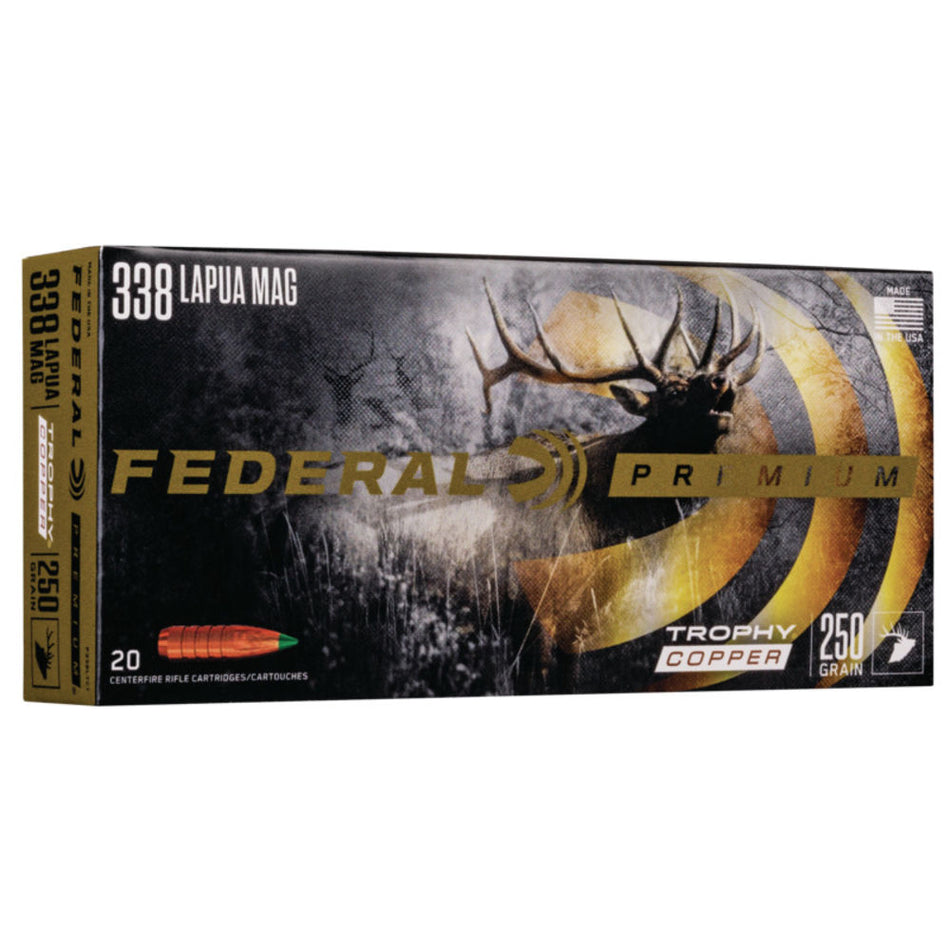 Federal .338 Lapua Magnum Trophy Copper 250gr PolyTip Ammo