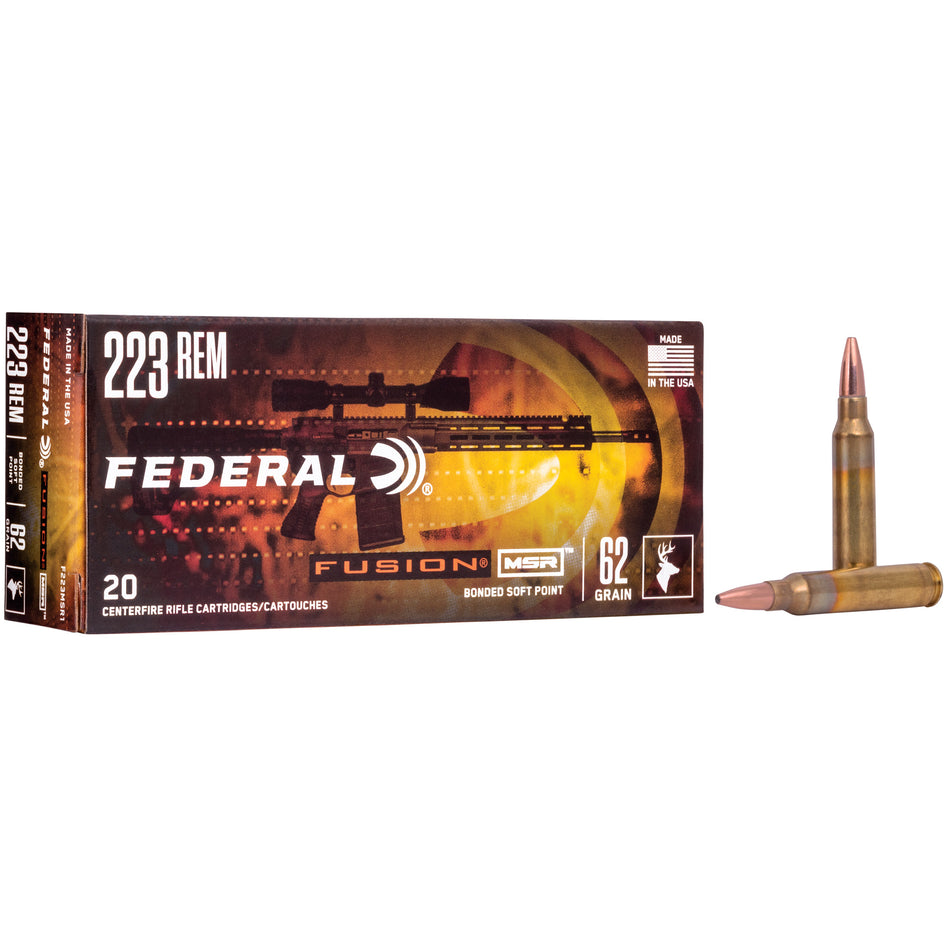 Federal .223 Remington MSR Fusion 62gr Bonded SP Ammo