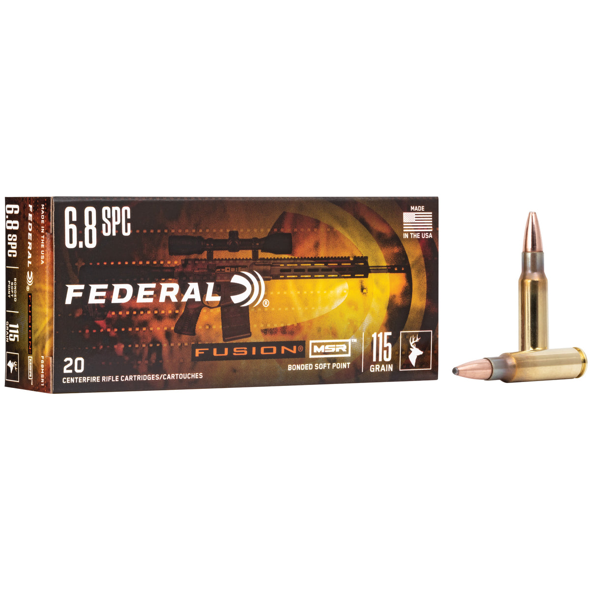 Federal 6.8 Remington SPC Fusion MSR 115gr BSP Ammo
