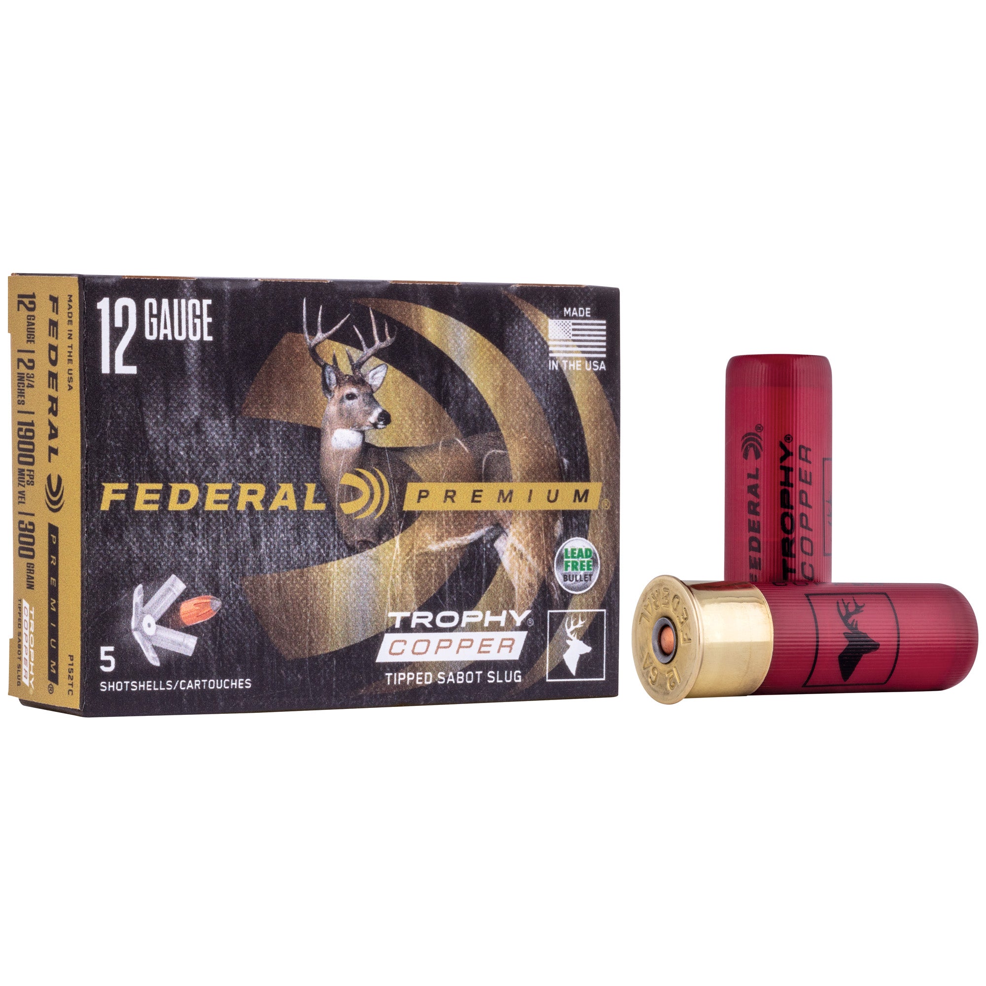 Federal Premium Trophy Copper Vital-Shok Trophy Copper Tipped Sabot Slug 12 Gauge 2.75 in 2/3 oz Slug