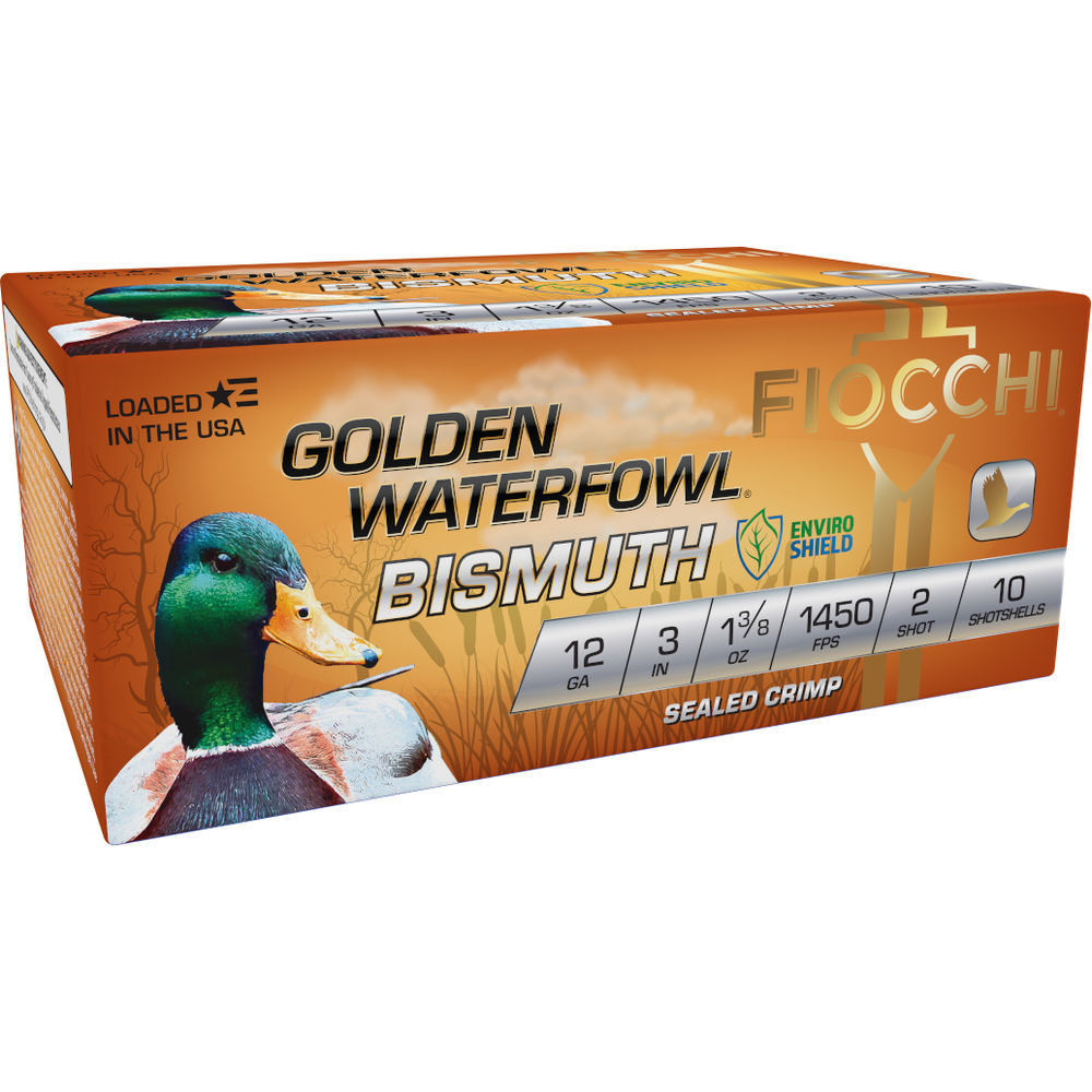 Fiocchi 123GB2 Golden Waterfowl Bismuth 12 Gauge 3" 1-3/8oz #2 1450 fps