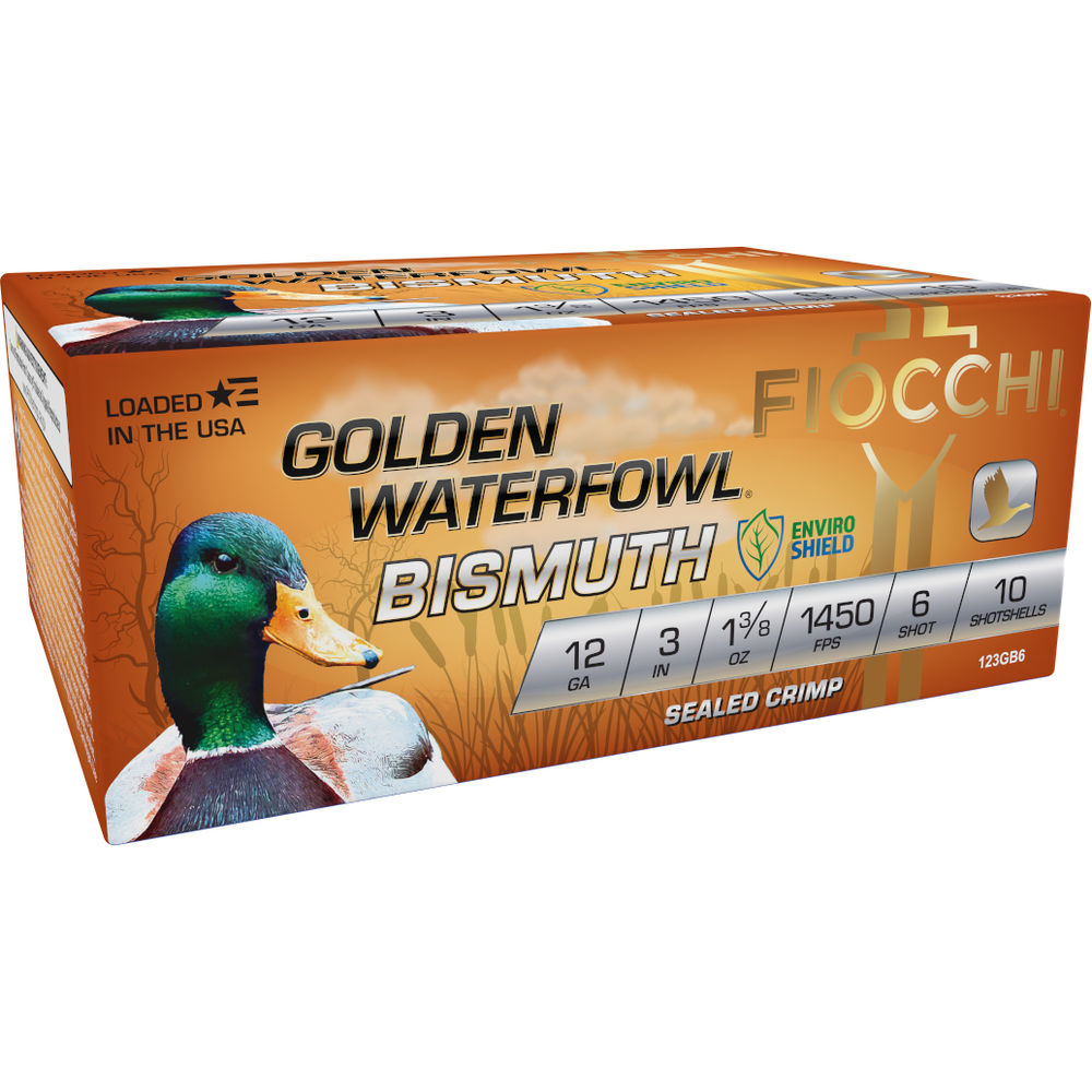 Fiocchi 123GB6 Golden Waterfowl Bismuth 12 Gauge 3" 1-3/8oz #6 1450 fps