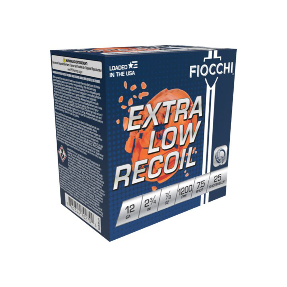 Fiocchi 1278OZ75 Exacta Target Low Recoil Trainer 12 Gauge 2-3/4 7/8oz #7.5 1200 fps
