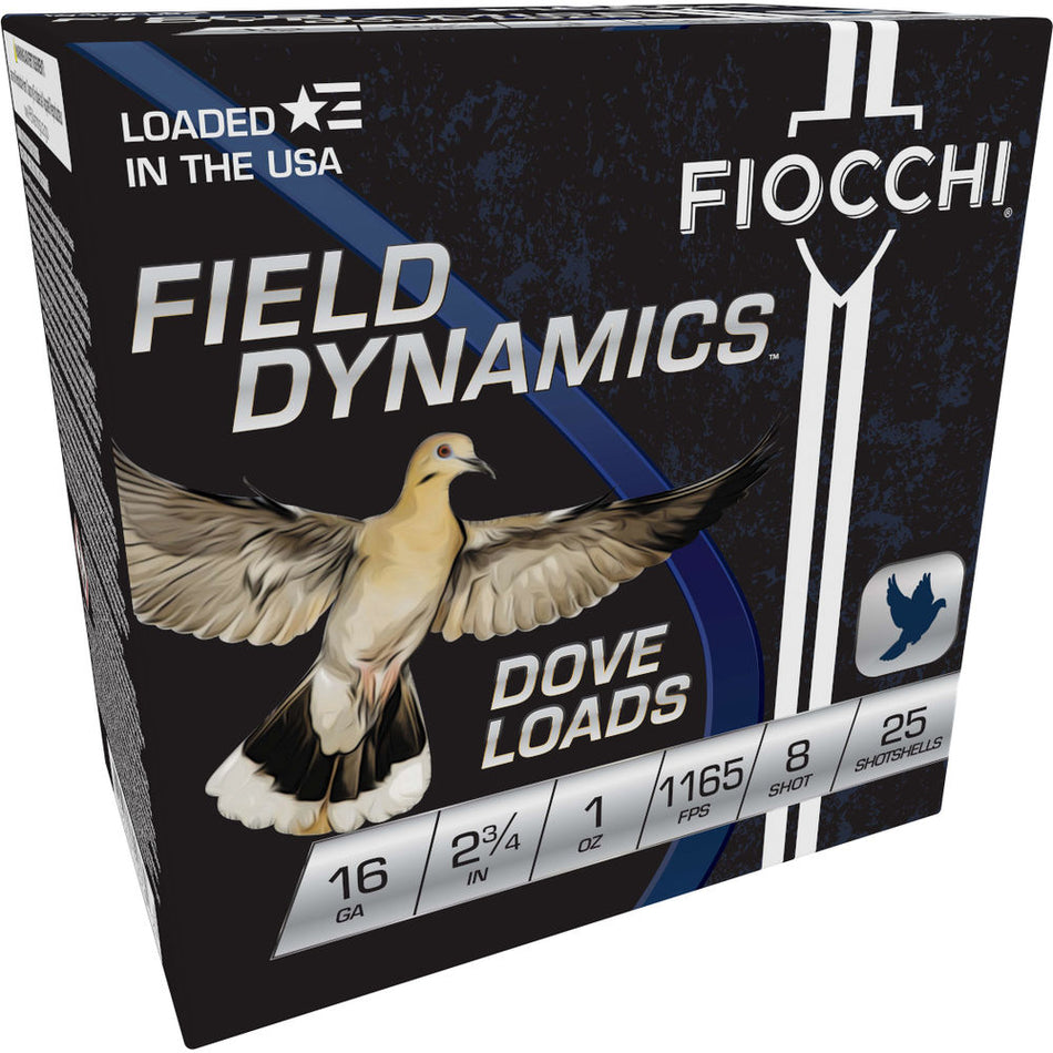 Fiocchi Field Dynamics Dove & Quail 16 Gauge 2.75 in 1 oz #8