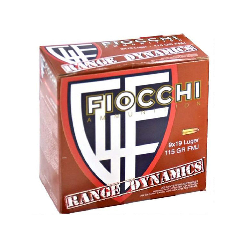 Fiocchi 9mm Luger / Parabellum Range Dynamics Range Pack 115gr FMJ Ammo