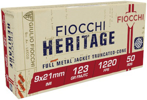 Fiocchi Heritage 9x21mm IMI 123 Gr FMJ
