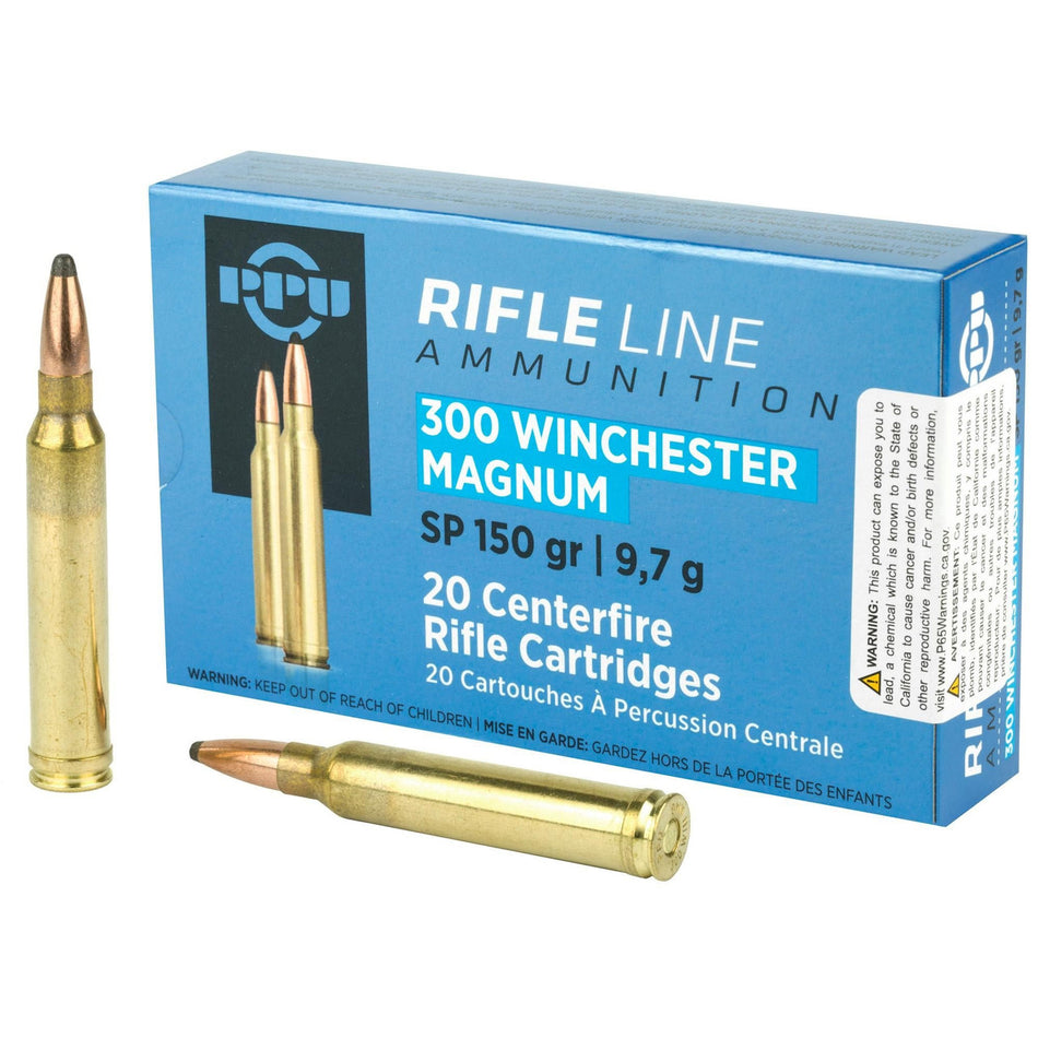 PPU Standard Rifle .300 Winchester Magnum 150 Grain Soft Point