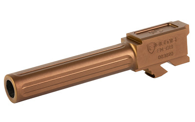 Fortis Manufacturing, Inc. Match Grade Barrel, Fluted Barrel, 9MM, 4", Fits Glock 19 Gen 1-5 and 19X, Copper Finish, Titanium Copper Nitride Coating, 416R Stainless FM-G19-CPPR