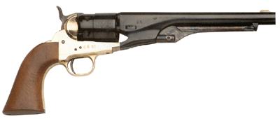 TRADITIONS 1860 ARMY BLACK POWDER REVOLVER HBP 44 CAL BRASS 8 IN BLUED BBL WOOD GRIP