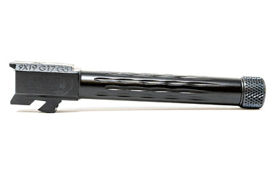 Faxon Firearms Match Series, Flame Fluted, 1:10 Twist Barrel, 9MM, Fits Glock 17 Gen 5, Threaded 1/2X28, Nitride Finish, Black GB910N175LGQ-T